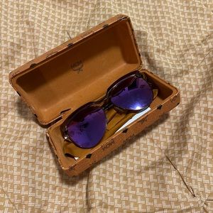 MCM iridescent mirrored sunglasses, dark bronze colored frame
